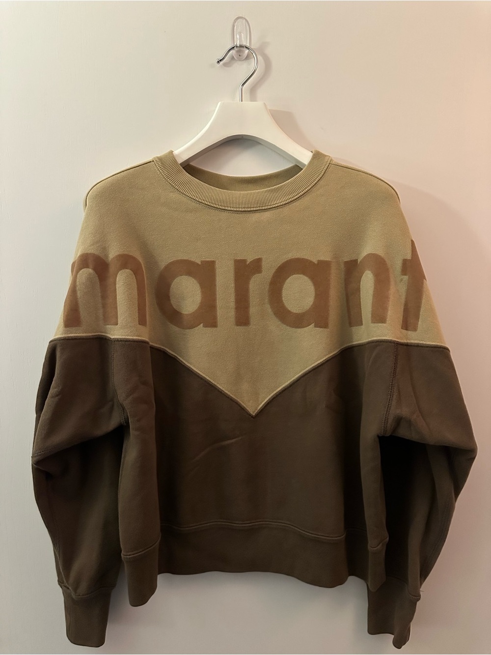 ISABEL MARANT | Houston Sweater Two-Tone Olive Logo Sweatshirt